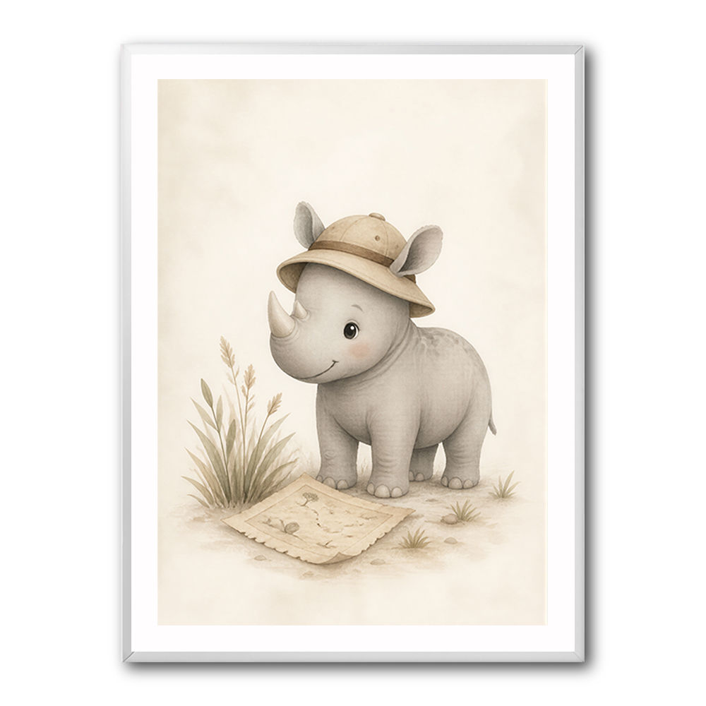 Rhino Explorer Kids Wall Art Prints