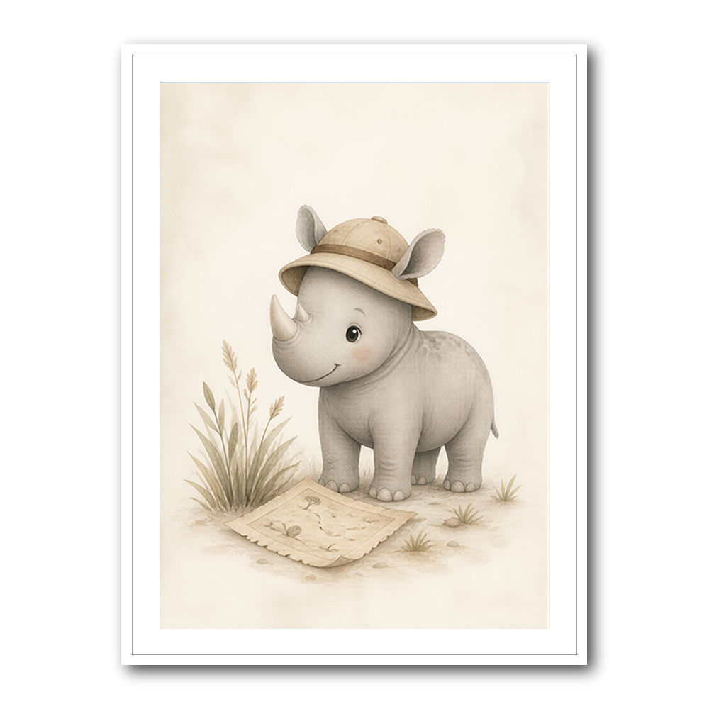 Rhino Explorer Kids Wall Art Prints
