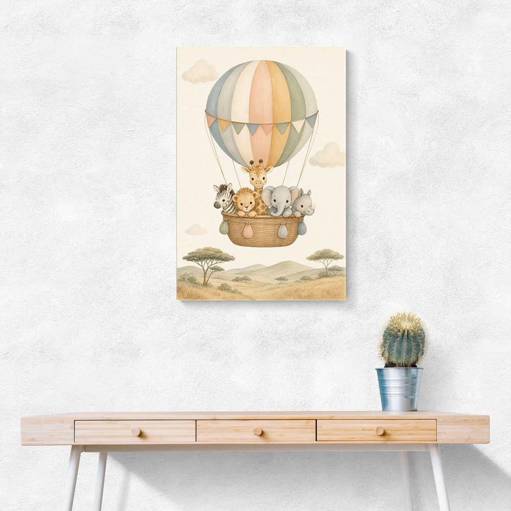 Safari Balloon Ride Kids Wall Art Prints