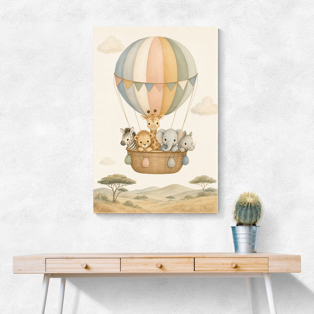 Safari Balloon Ride Kids Wall Art Prints