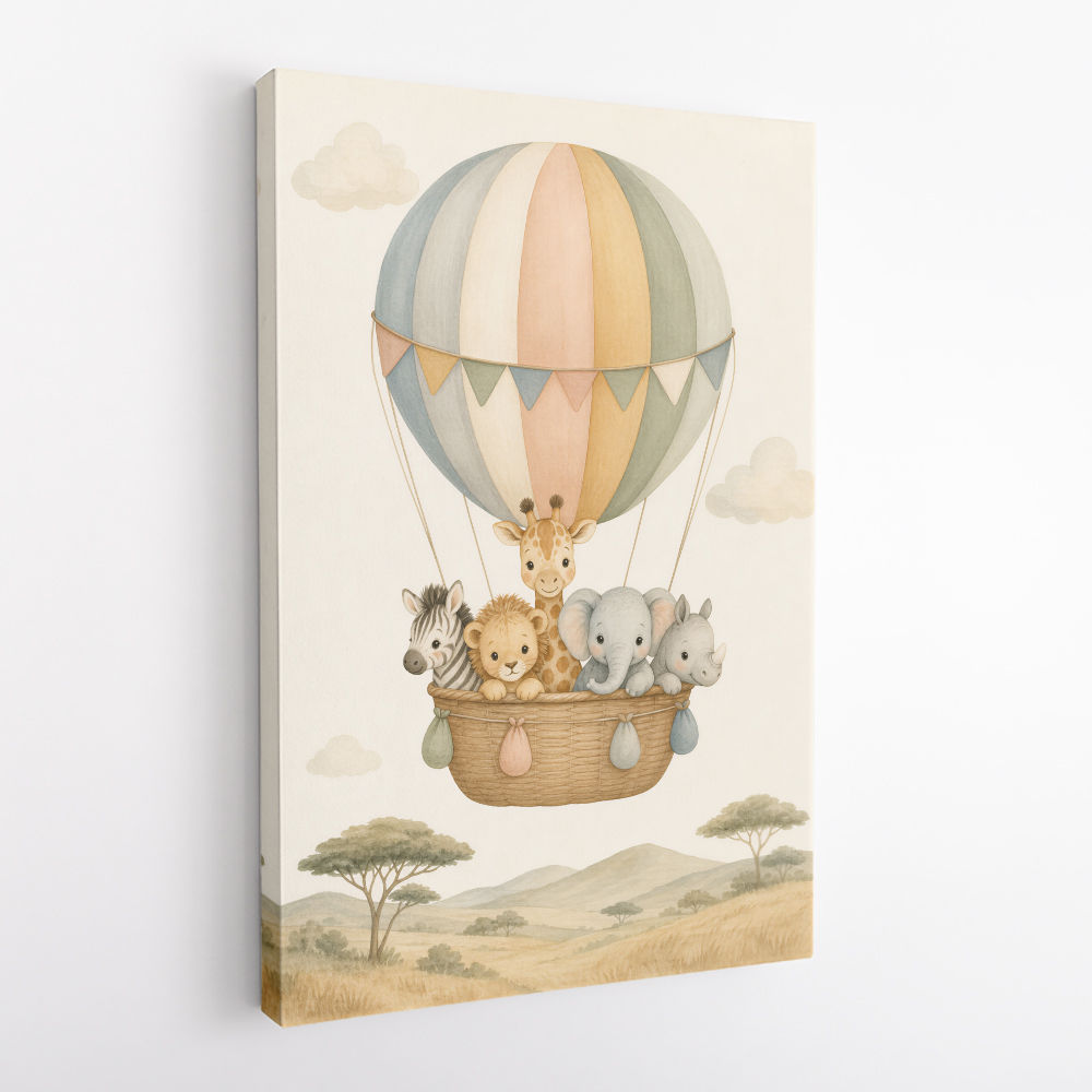Safari Balloon Ride Kids Wall Art Prints
