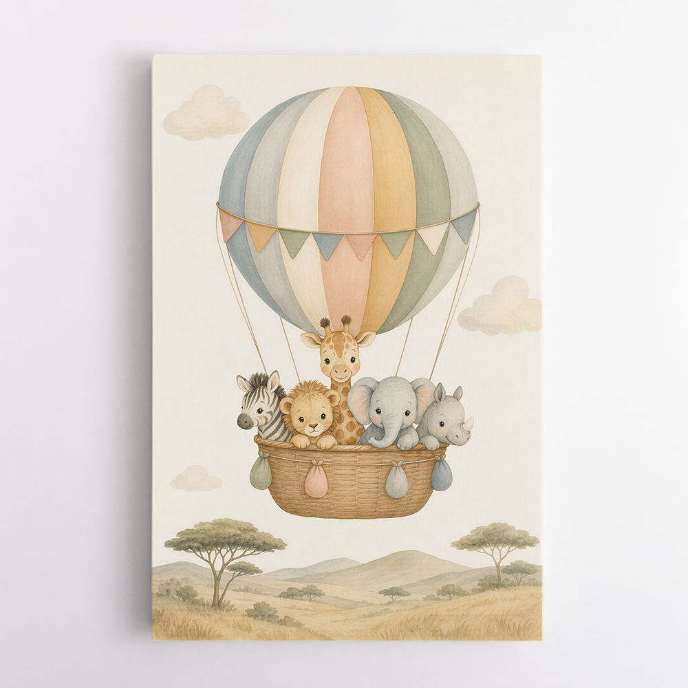 Safari Balloon Ride Kids Wall Art Prints