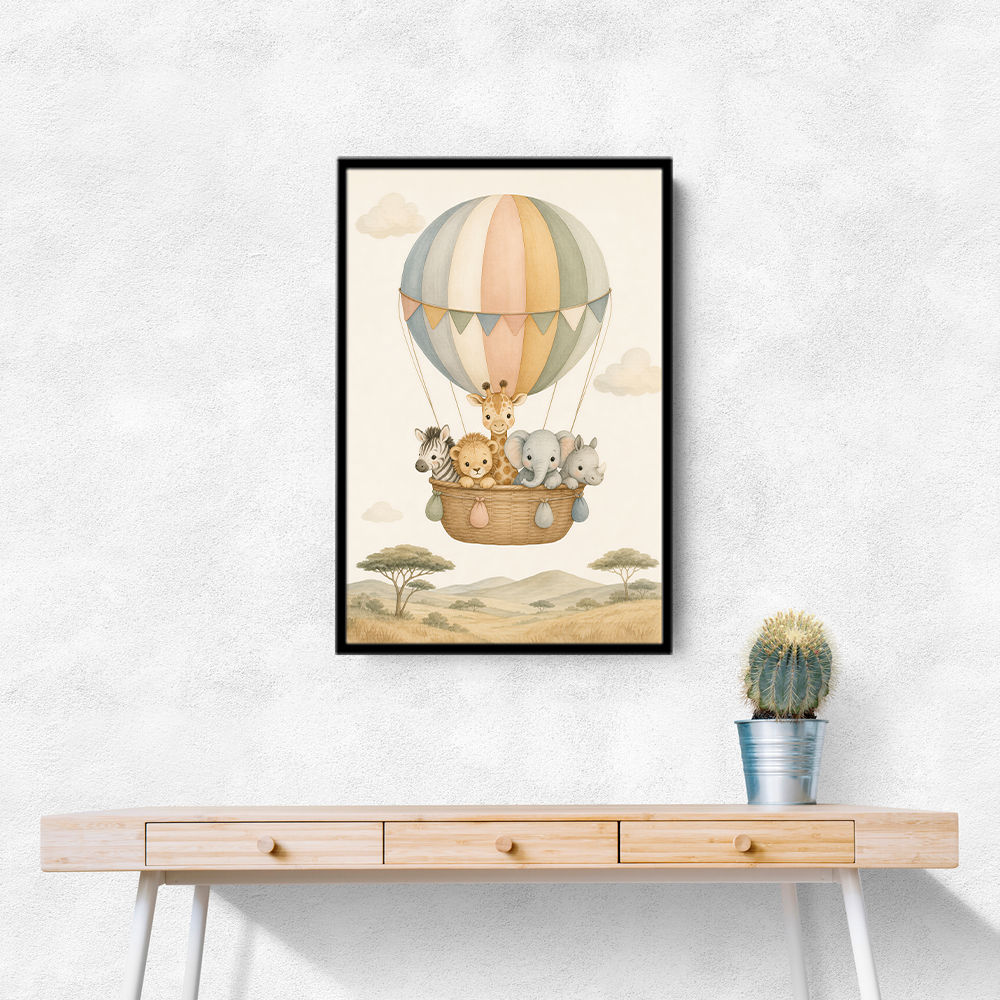 Safari Balloon Ride Kids Wall Art Prints