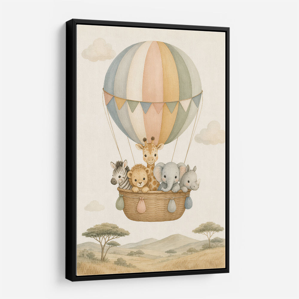 Safari Balloon Ride Kids Wall Art Prints