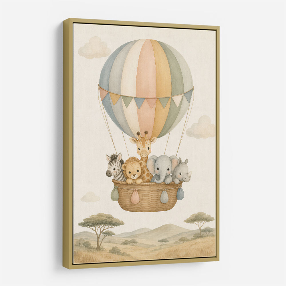 Safari Balloon Ride Kids Wall Art Prints