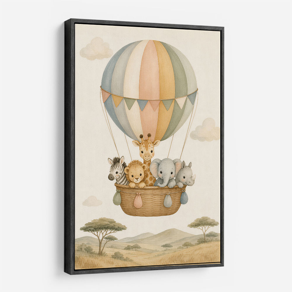 Safari Balloon Ride Kids Wall Art Prints
