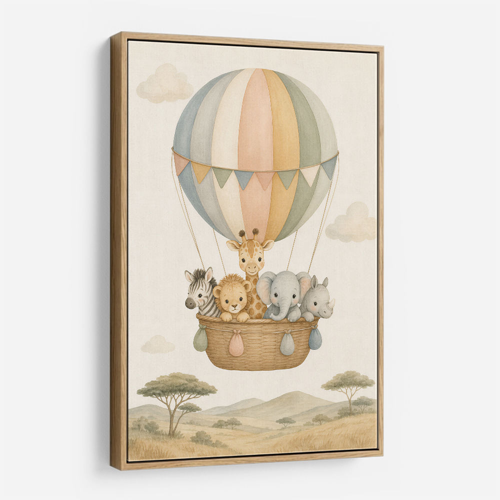 Safari Balloon Ride Kids Wall Art Prints