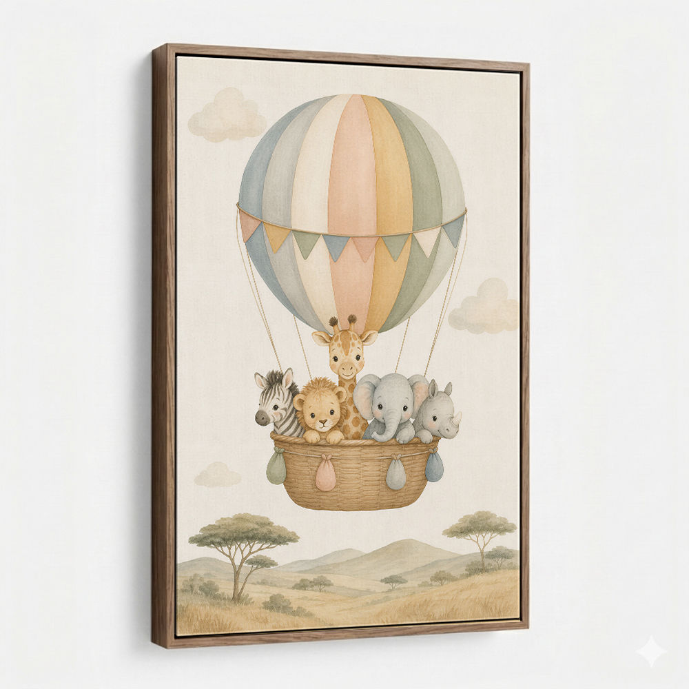 Safari Balloon Ride Kids Wall Art Prints