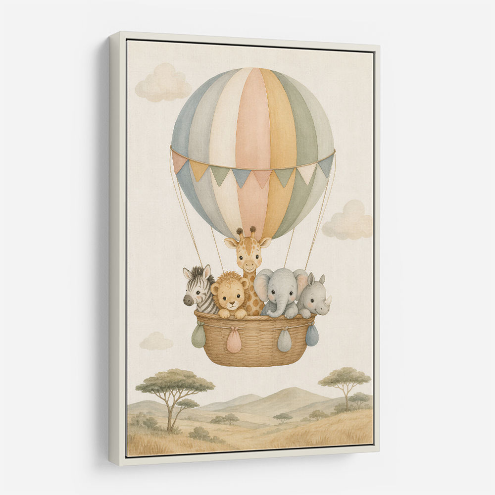 Safari Balloon Ride Kids Wall Art Prints