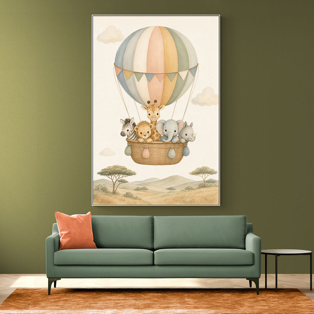 Safari Balloon Ride Kids Wall Art Prints