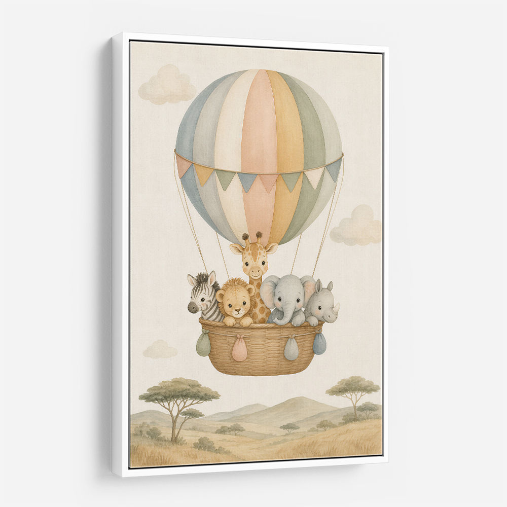 Safari Balloon Ride Kids Wall Art Prints
