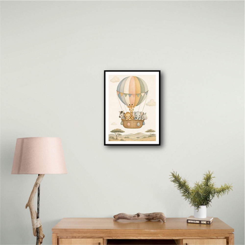Safari Balloon Ride Kids Wall Art Prints