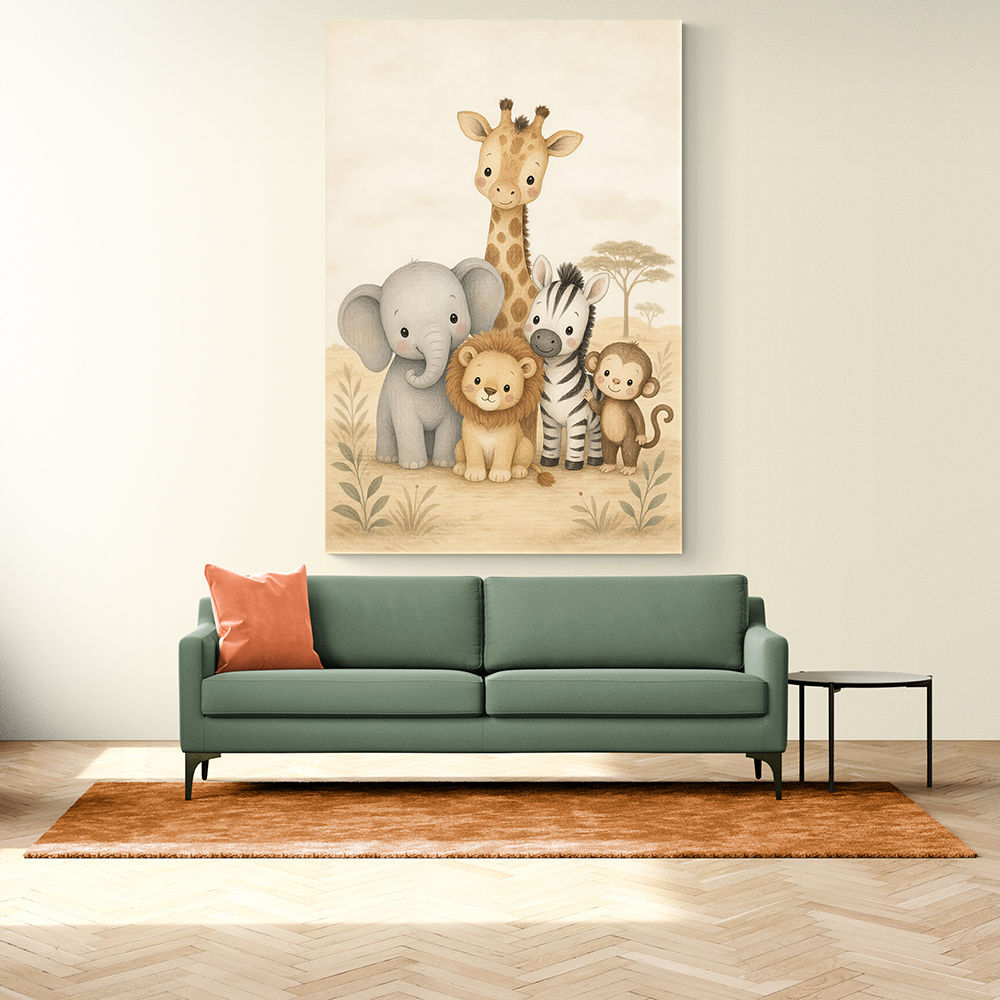 Safari Friends Group Kids Wall Art Prints 