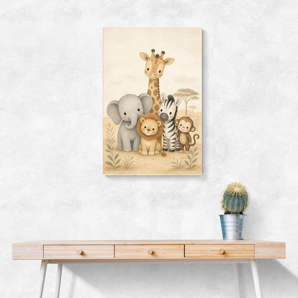 Safari Friends Group Kids Wall Art Prints 