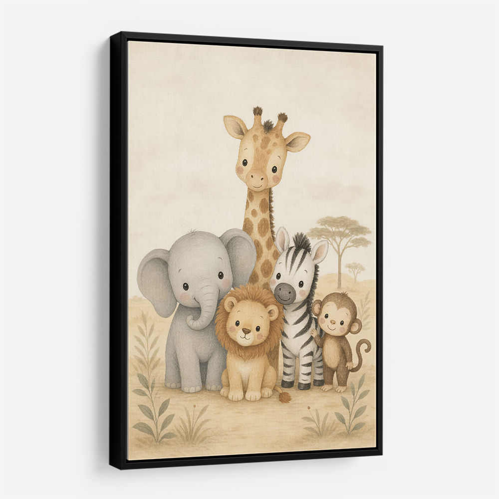 Safari Friends Group Kids Wall Art Prints 