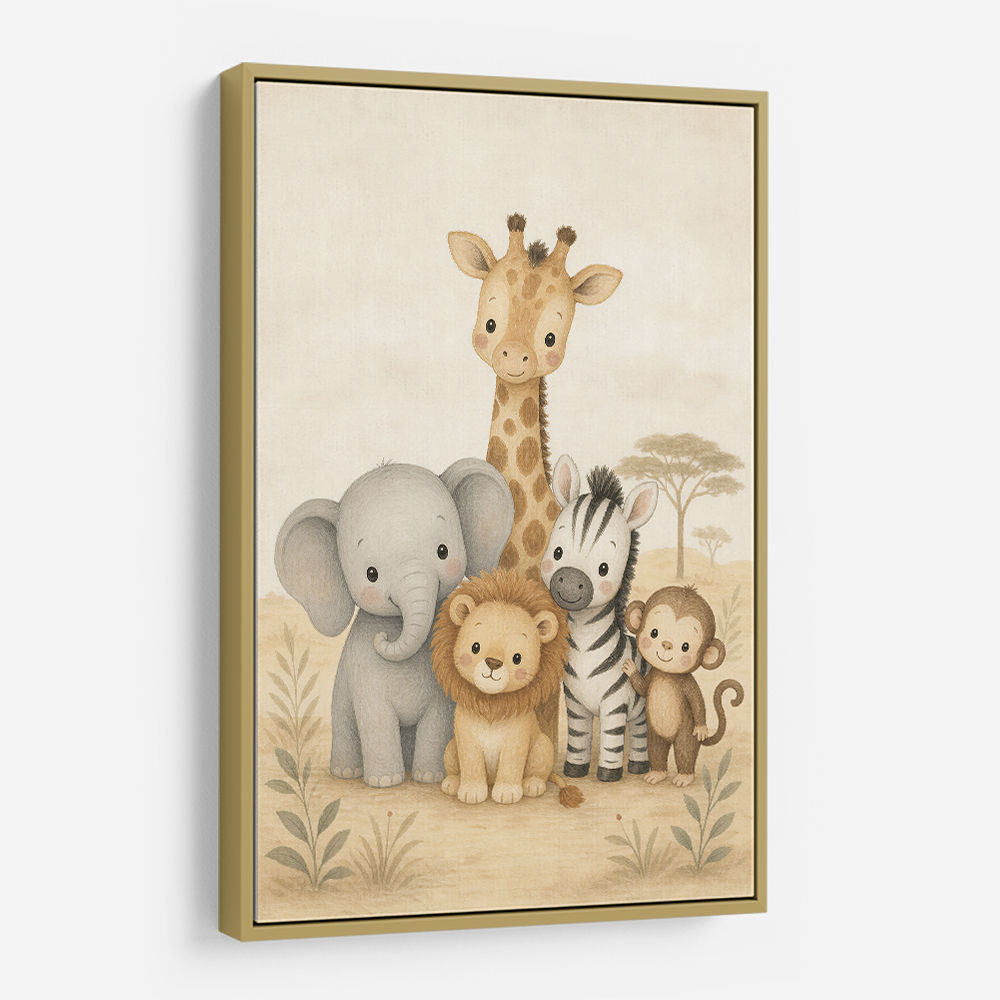 Safari Friends Group Kids Wall Art Prints 