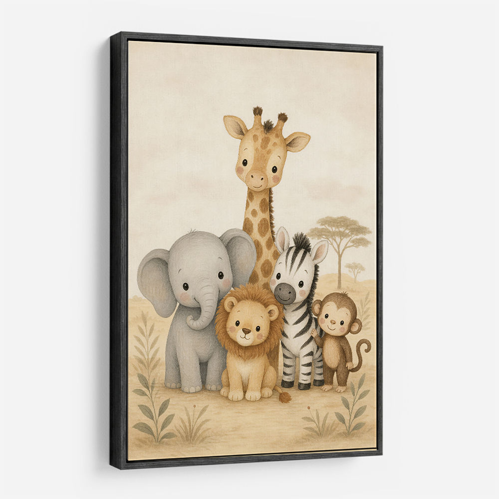 Safari Friends Group Kids Wall Art Prints 
