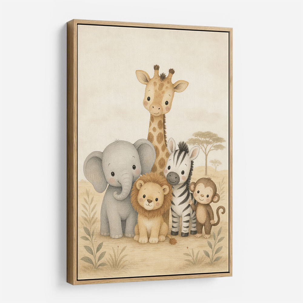 Safari Friends Group Kids Wall Art Prints 