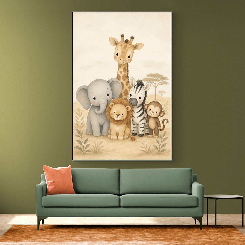 Safari Friends Group Kids Wall Art Prints 