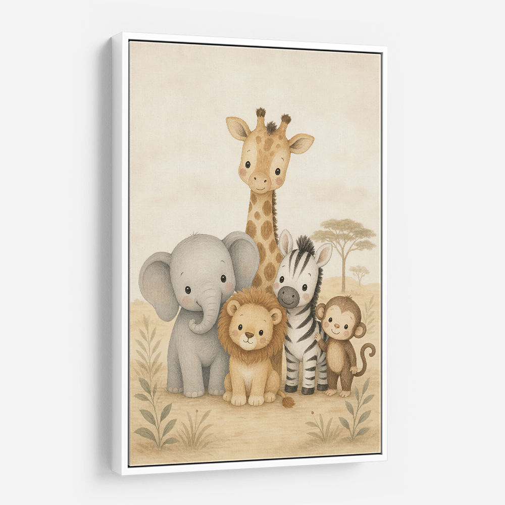 Safari Friends Group Kids Wall Art Prints 