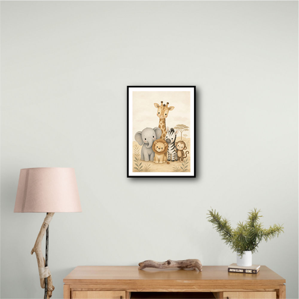 Safari Friends Group Kids Wall Art Prints 
