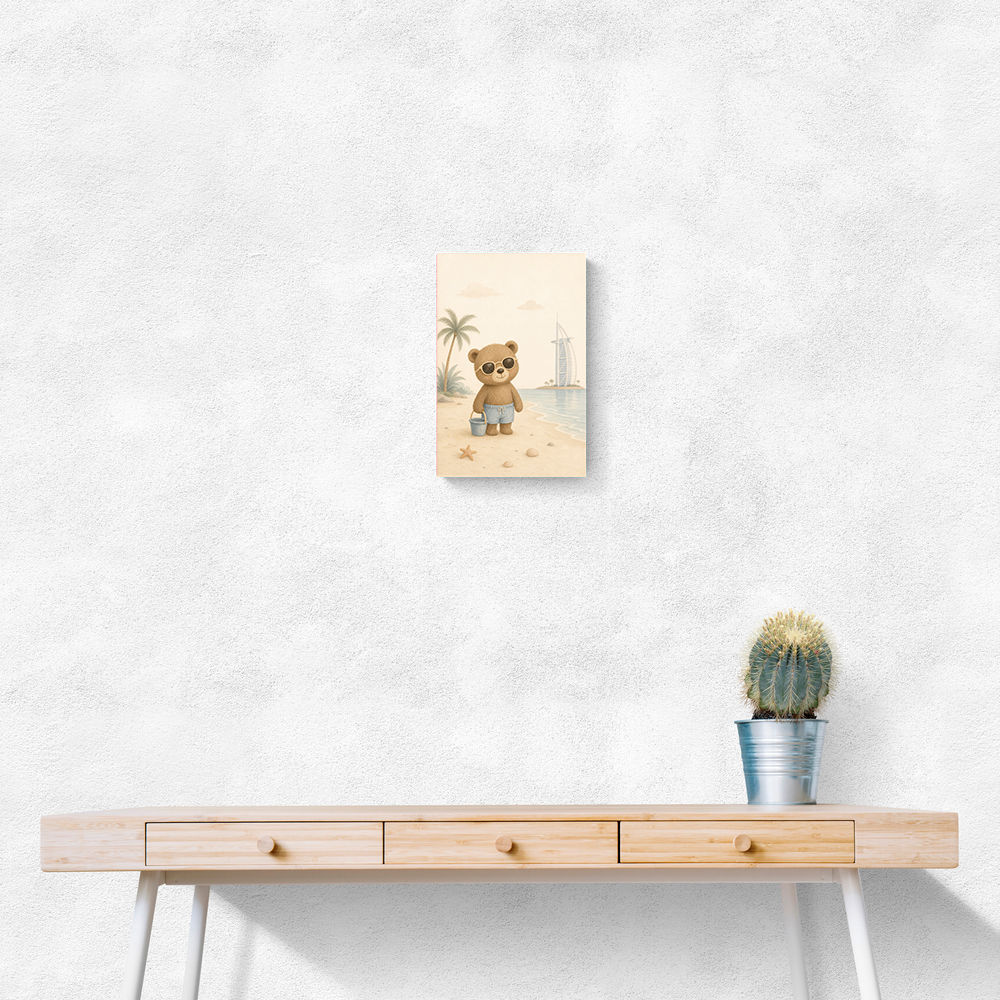 Bear at the Beach Childrens Wall Art Print
