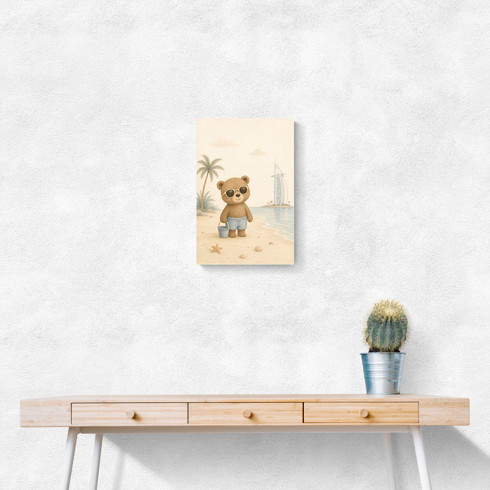 Bear at the Beach Childrens Wall Art Print
