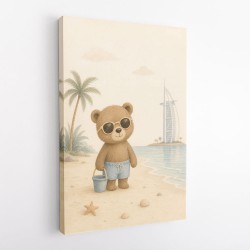 Bear at the Beach Childrens Wall Art Print