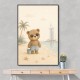 Bear at the Beach Childrens Wall Art Print