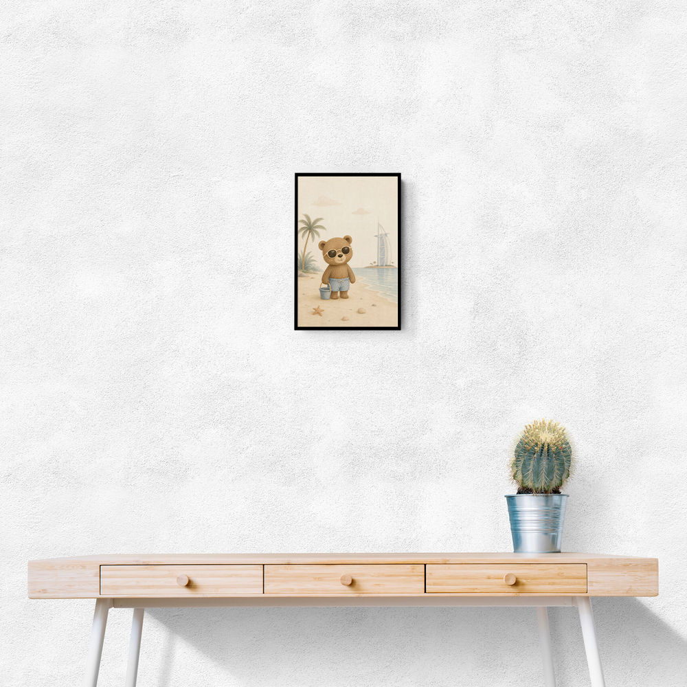 Bear at the Beach Childrens Wall Art Print