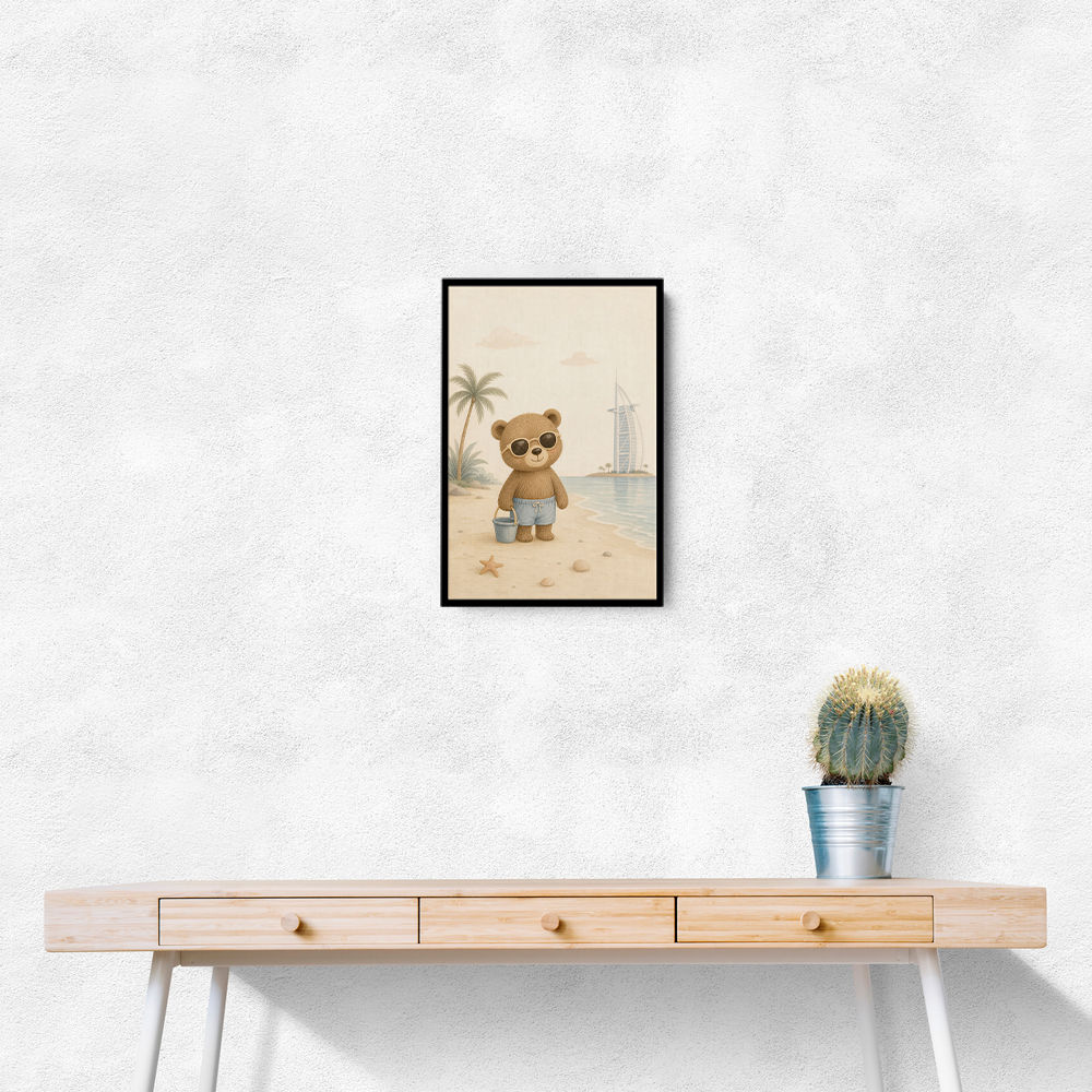 Bear at the Beach Childrens Wall Art Print