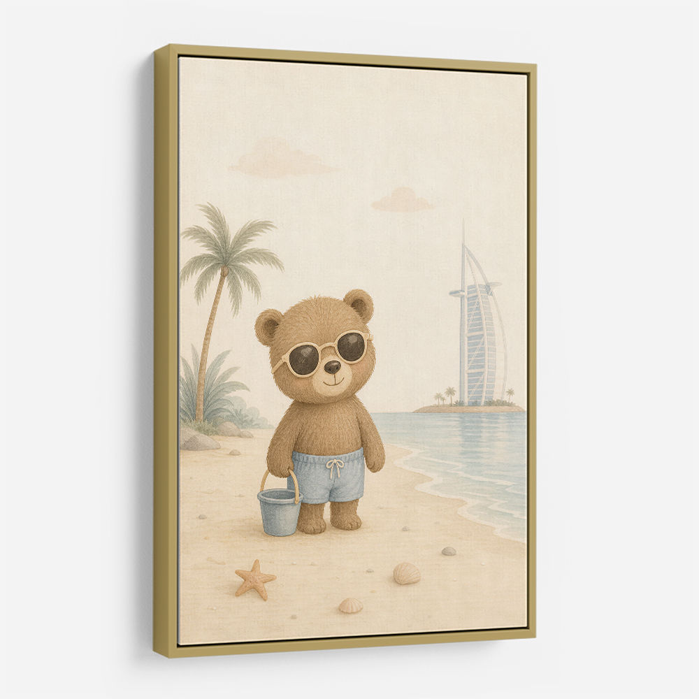 Bear at the Beach Childrens Wall Art Print
