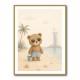 Bear at the Beach Childrens Wall Art Print