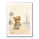 Bear at the Beach Childrens Wall Art Print
