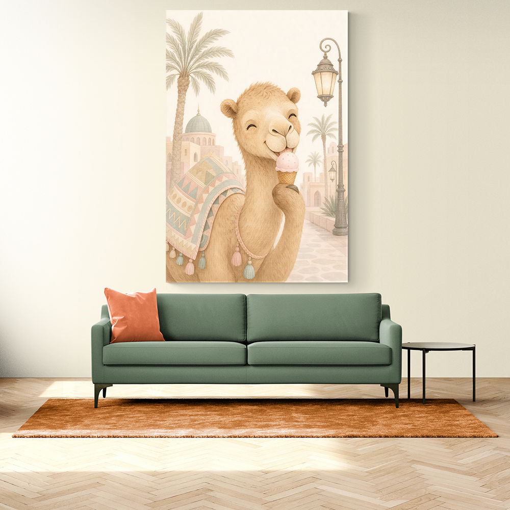 Camel Ice Cream Day Childrens Wall Art Print