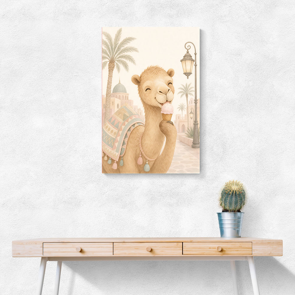 Camel Ice Cream Day Childrens Wall Art Print