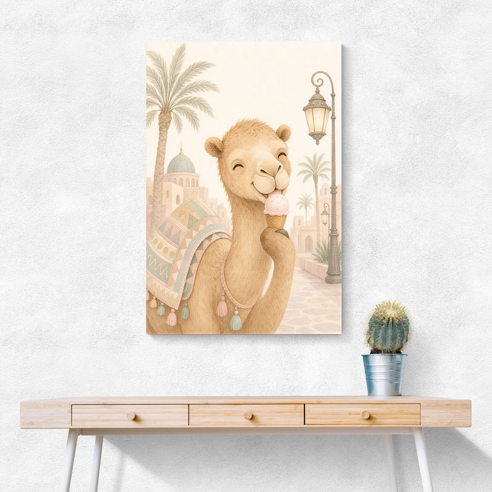 Camel Ice Cream Day Childrens Wall Art Print
