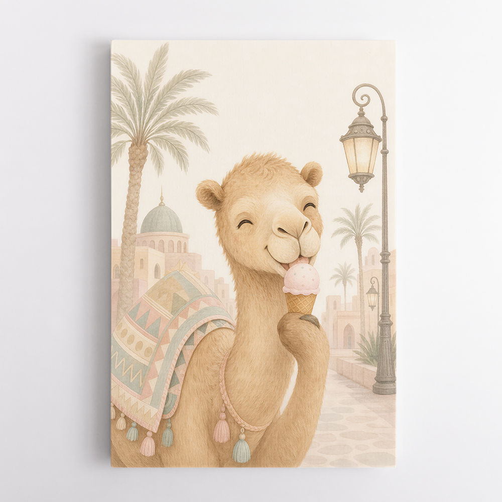 Camel Ice Cream Day Childrens Wall Art Print
