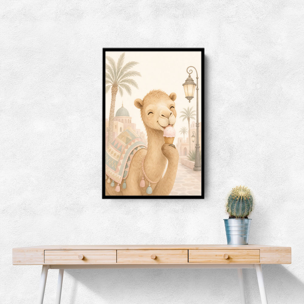 Camel Ice Cream Day Childrens Wall Art Print