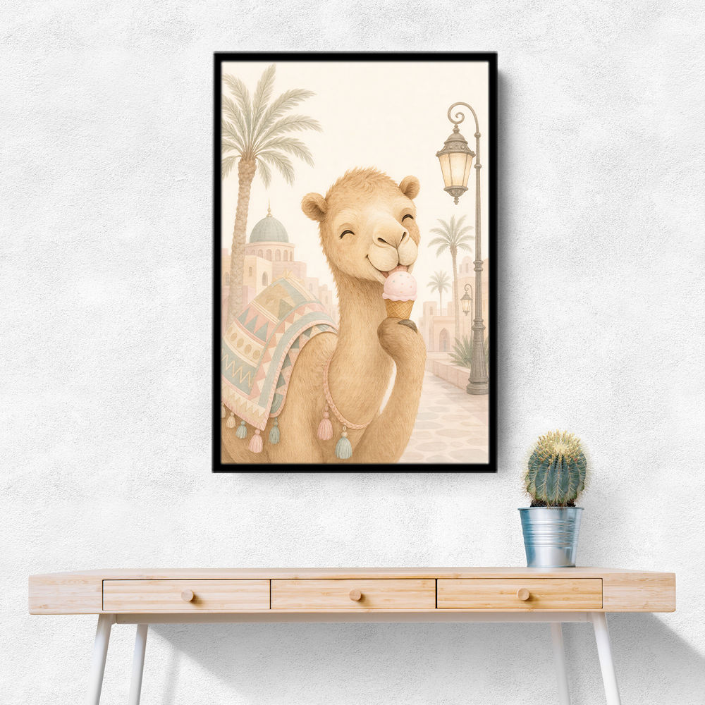Camel Ice Cream Day Childrens Wall Art Print