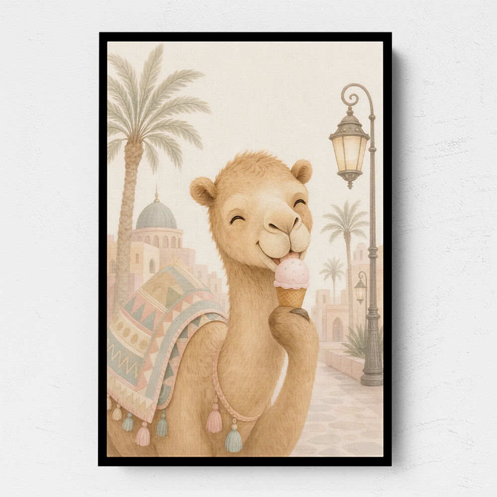 Camel Ice Cream Day Childrens Wall Art Print