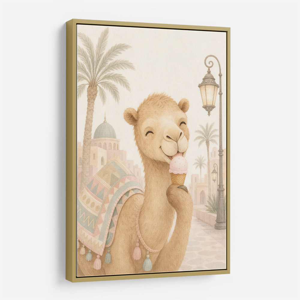 Camel Ice Cream Day Childrens Wall Art Print