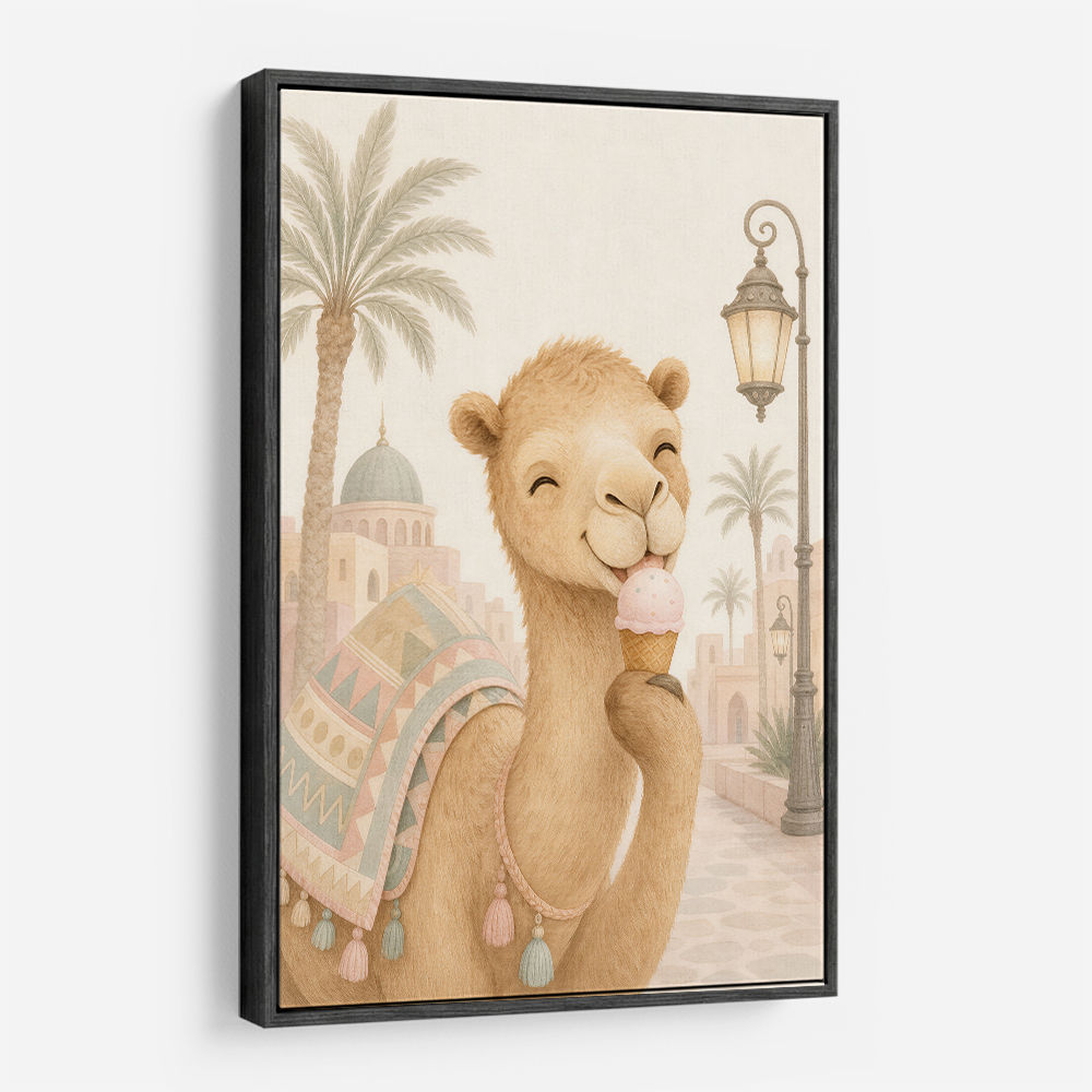 Camel Ice Cream Day Childrens Wall Art Print