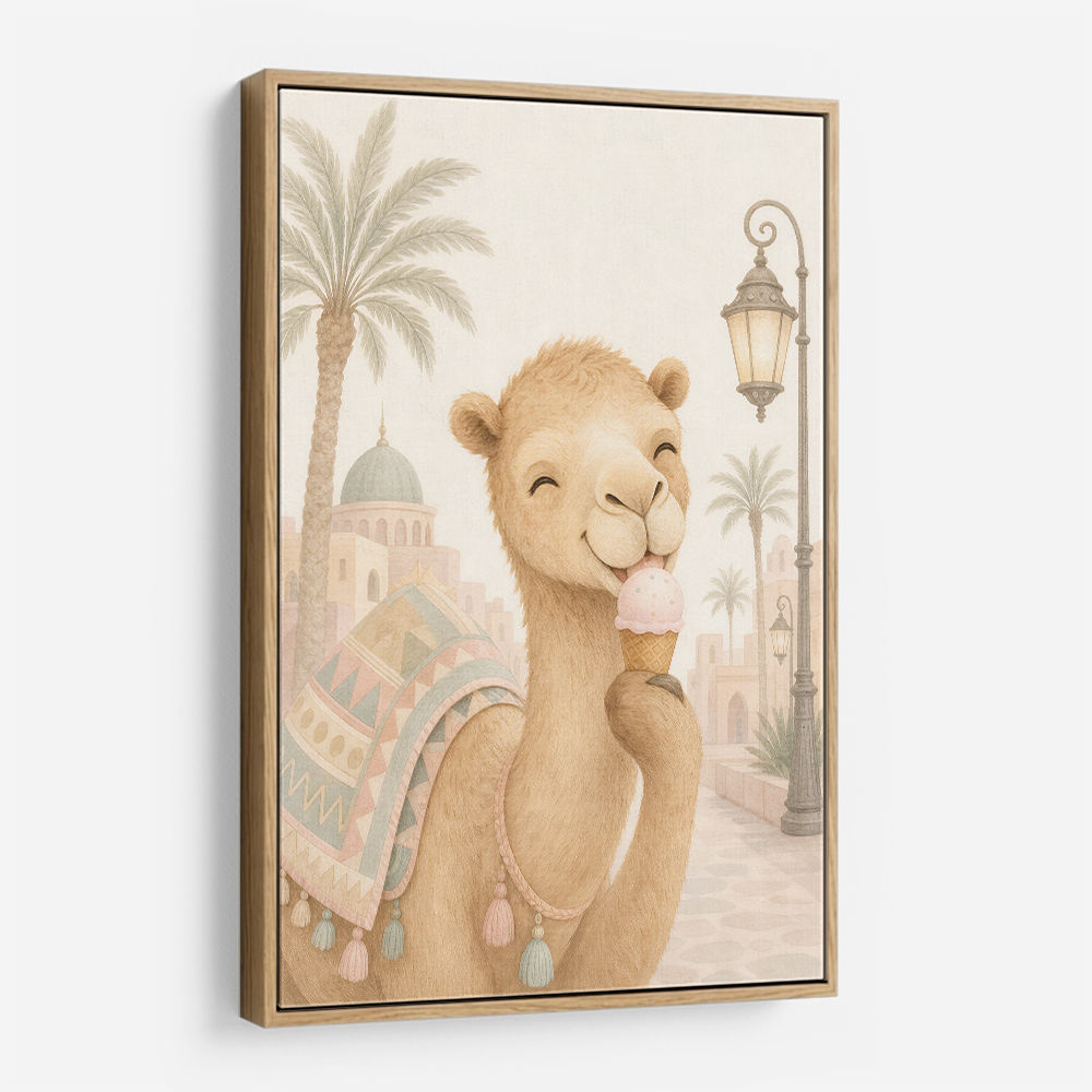 Camel Ice Cream Day Childrens Wall Art Print