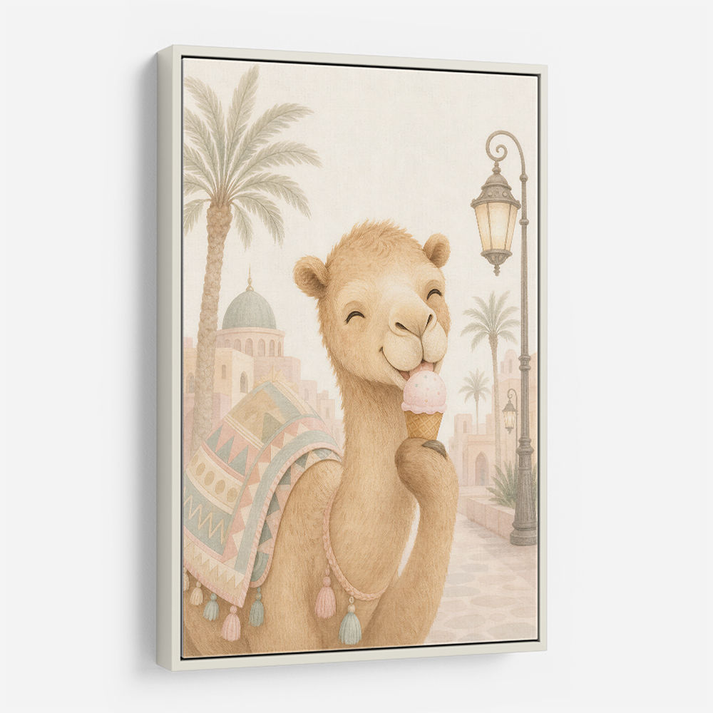 Camel Ice Cream Day Childrens Wall Art Print