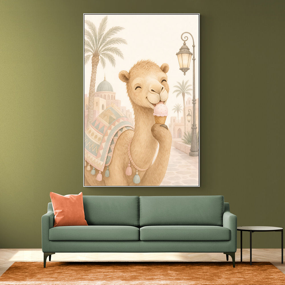 Camel Ice Cream Day Childrens Wall Art Print