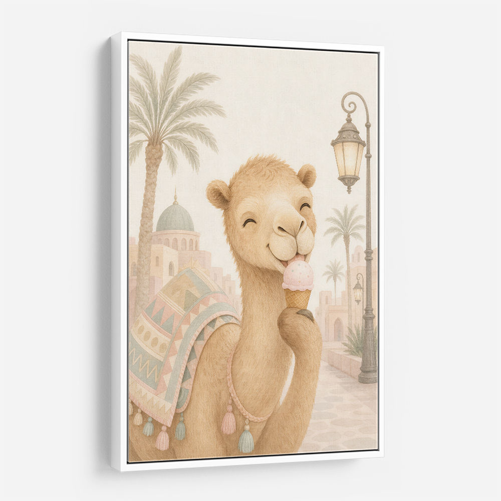 Camel Ice Cream Day Childrens Wall Art Print