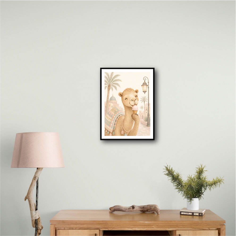 Camel Ice Cream Day Childrens Wall Art Print