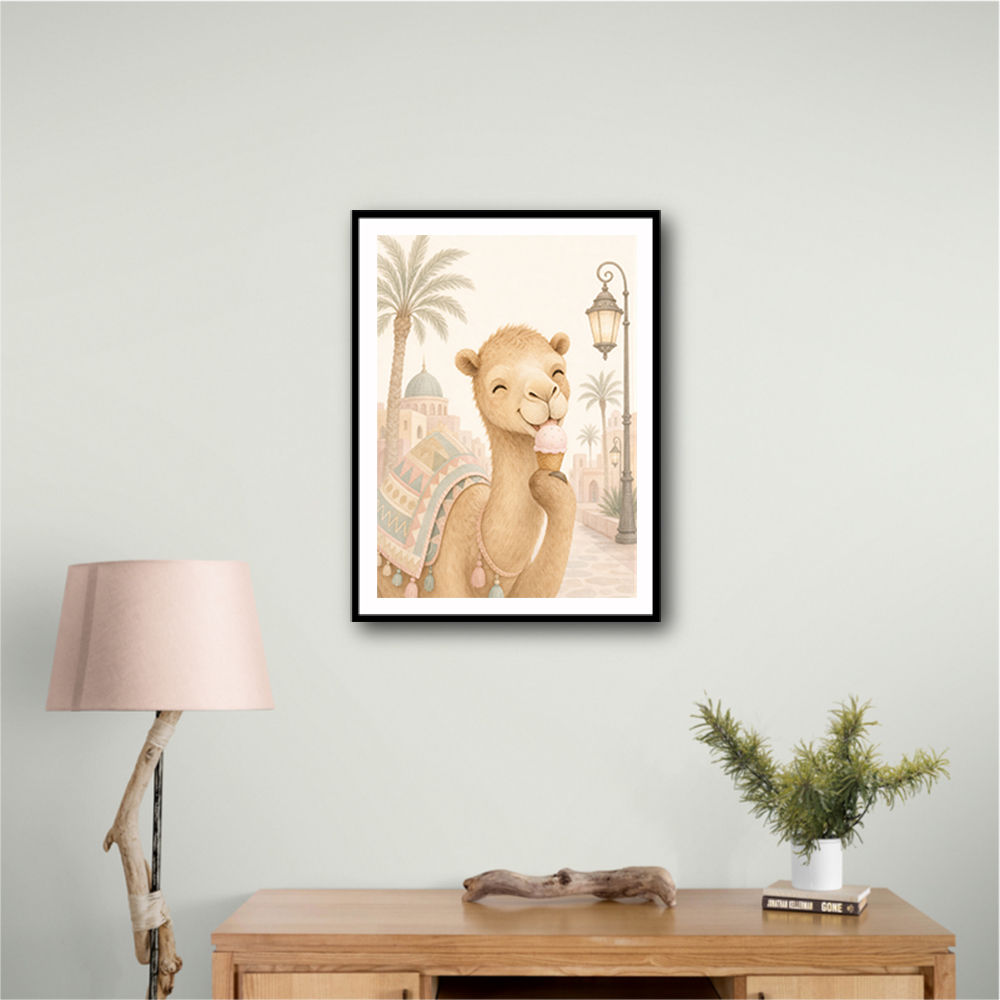 Camel Ice Cream Day Childrens Wall Art Print