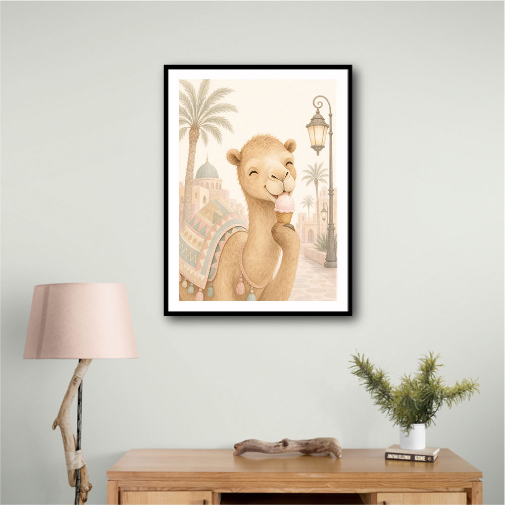 Camel Ice Cream Day Childrens Wall Art Print